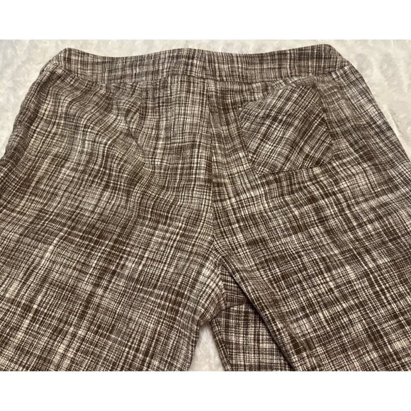Talbot's Woman Capri Pants Brown & White Plaid Print Linen Blend Women Size 14W - Picture 16 of 16